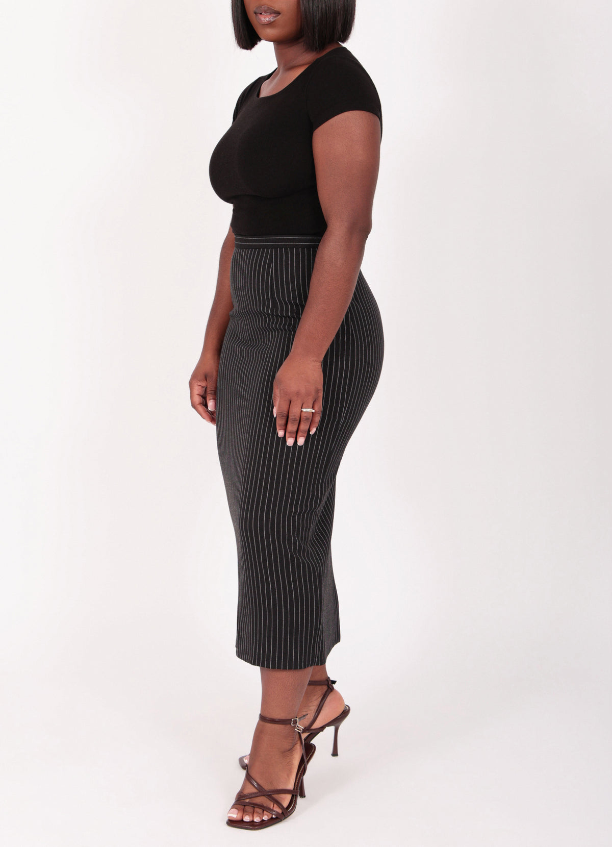 Pinstripe Pencil Skirt