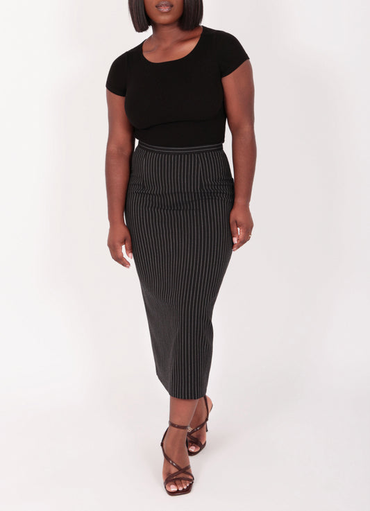 Pinstripe Pencil Skirt